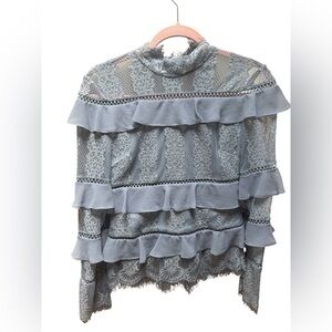 KEEPSAKE the Label Blue Lace Ruffle Top